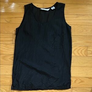 Vintage Express Black Silk Sleeveless Tank Top 1980s